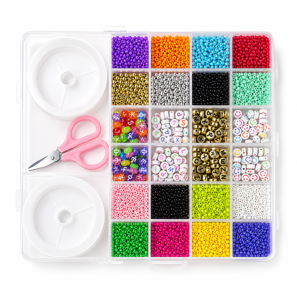 DIY Bracelet Making Kit with Colorful Beads & Letter Beads (24 Compartments)
