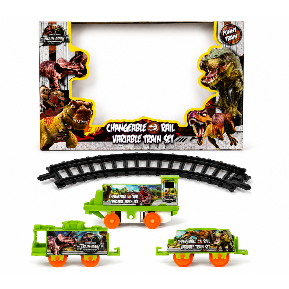 Dinosaur Changeable Rail Train Set with 2 Track Designs for Kids