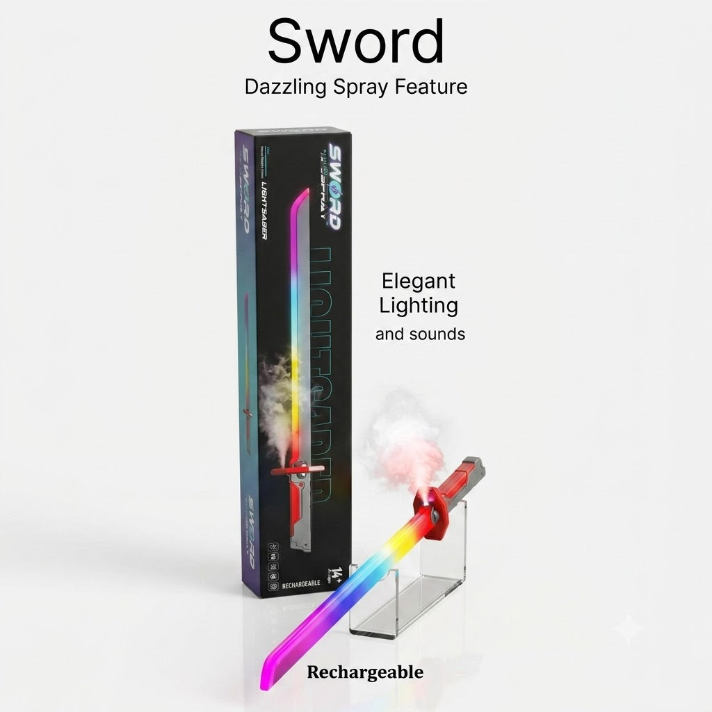RGB LED Light Sword β Smoke Spray, Sound & Rechargeable