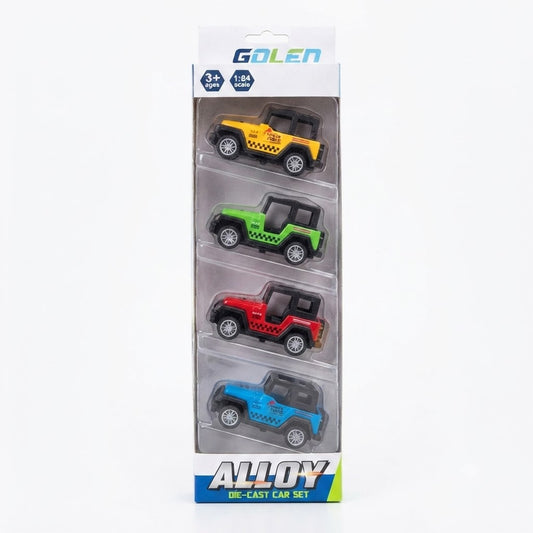 4 Pack Die-Cast Jeep Toy Car Set Metal Cars for Kids