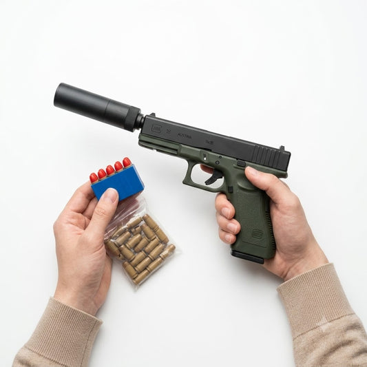 Soft Bullet Toy Pistol with Silencer – Foam Dart Gun