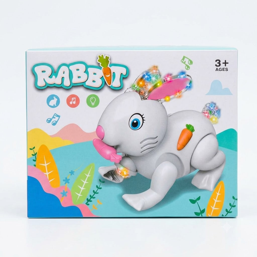 Musical Crawling Rabbit Toy with LED Lights for Kids