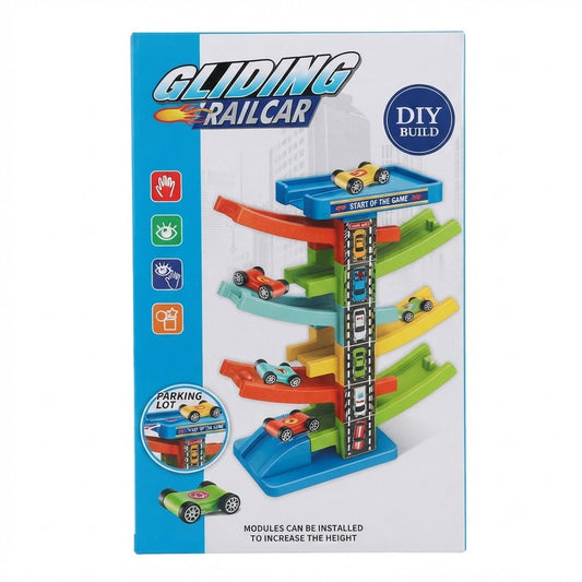 DIY Gliding Rail Car Track Set – Multi-Level Racing Track Toy for Kids